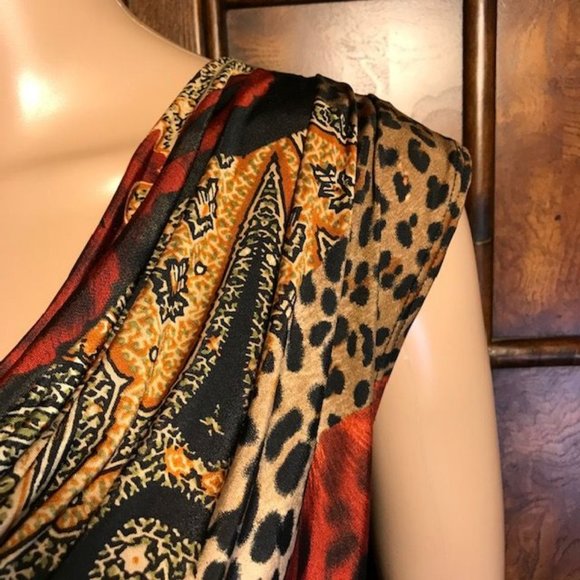 Grecian Multi Print Drape Front Sleeveless Top - Picture 7 of 12